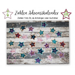 Stickserie - ITH Adventskalender Aufnäher & Anhänger Stern Zahlen